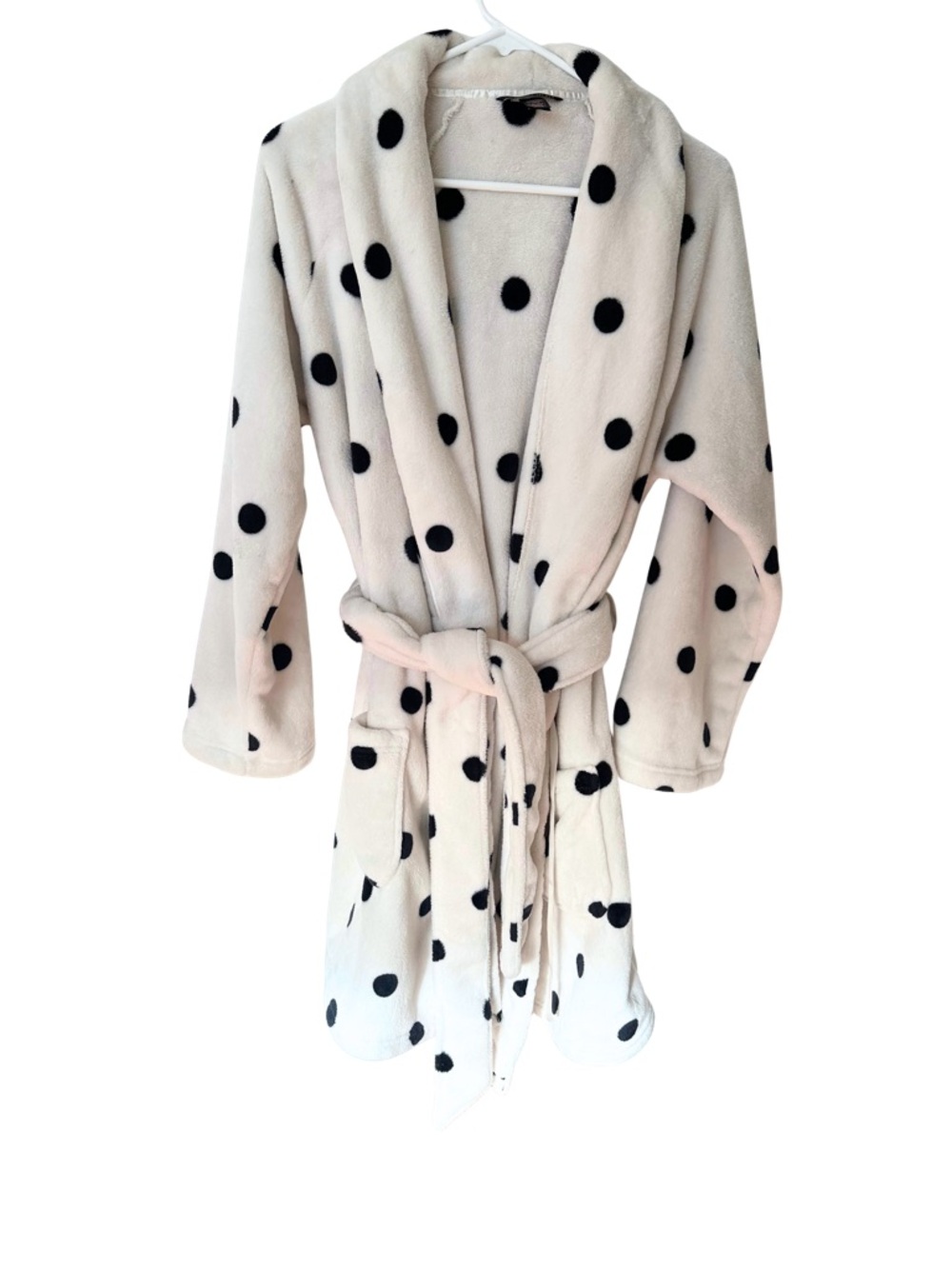 Victoria's Secret White Robe with Black Polka Dots